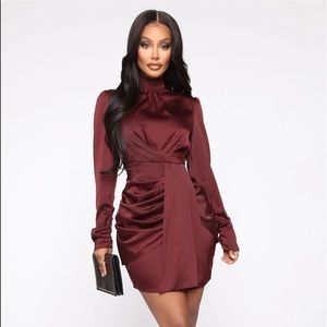 Satin Red/Brown Mini Dress